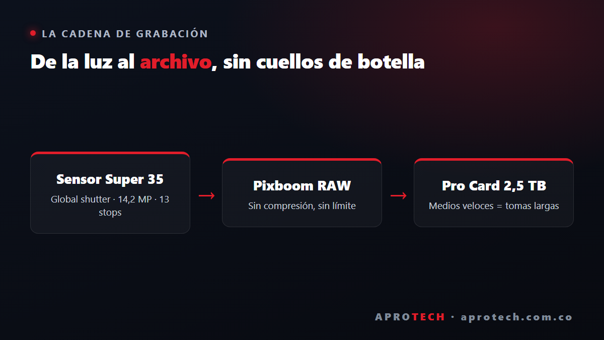 Cadena de grabación de alta velocidad: sensor Super 35, Pixboom RAW y Pro Card 2,5 TB