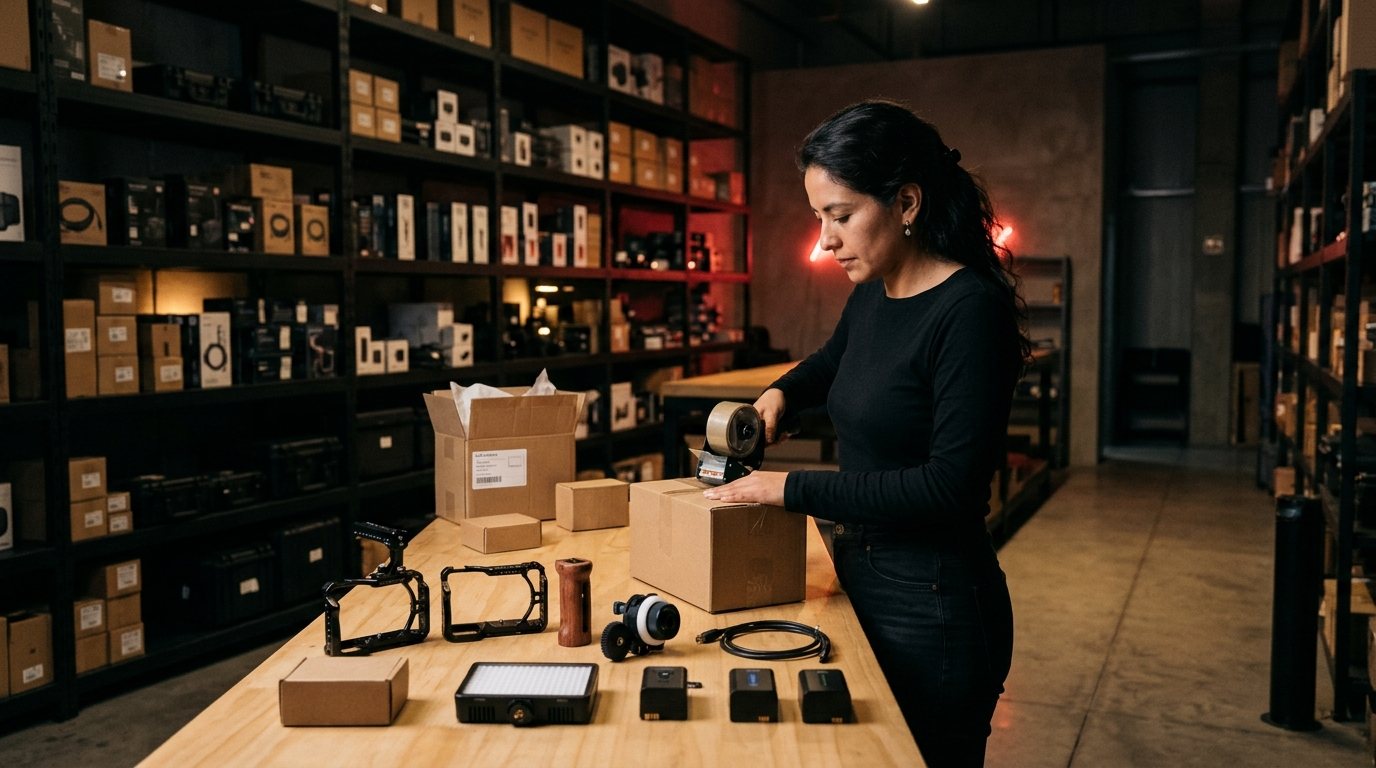 Pedido de accesorios de cámara e iluminación listo para un revendedor
